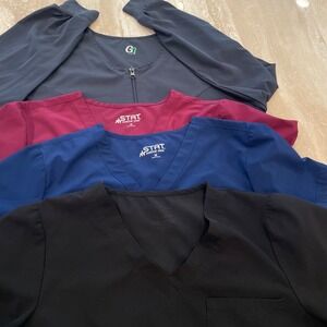 Womens‎ Scrub Scrubs M Tops Shirts Jacket Stat GT Blue Black Gray Various Lot 4